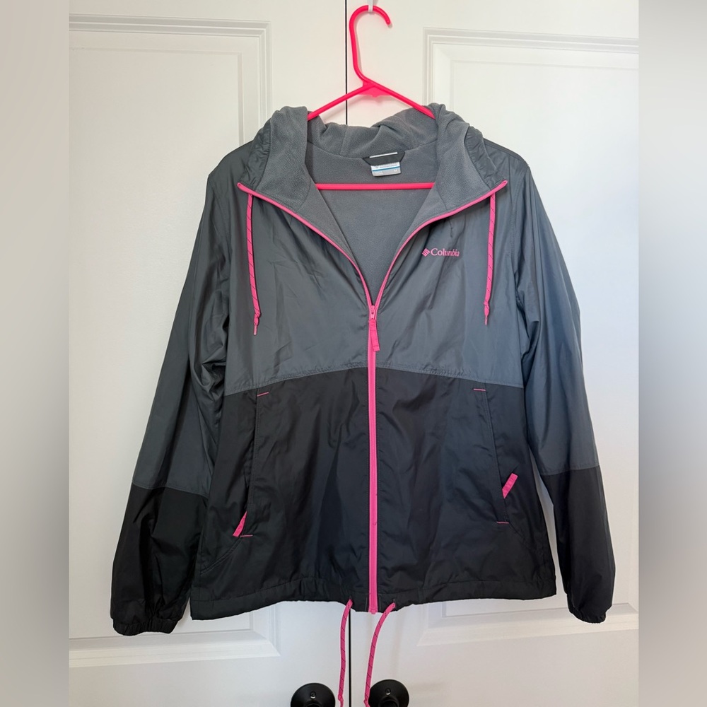 Columbia Women's Grey/Black and Pink Windbreaker Jacket